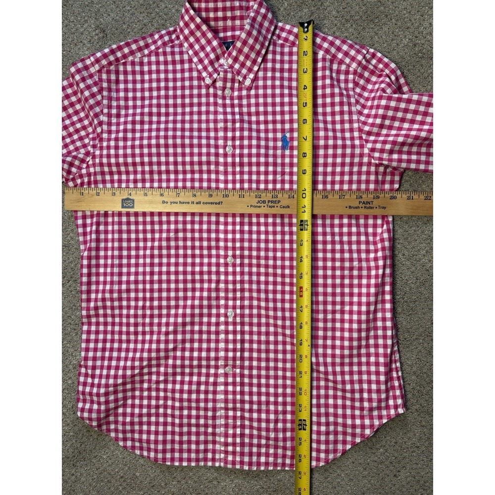 Polo Ralph Lauren Mens‎ Medium Gingham Plaid Button Down Long Sleeve Pink White - Picture 4 of 7